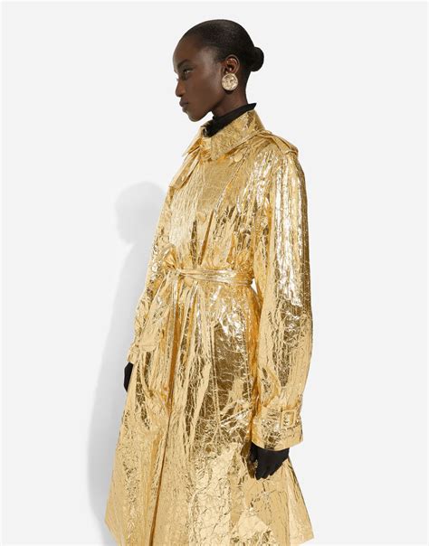 trench dolce gabbana femme|Foiled fabric trench coat in Gold for Women .